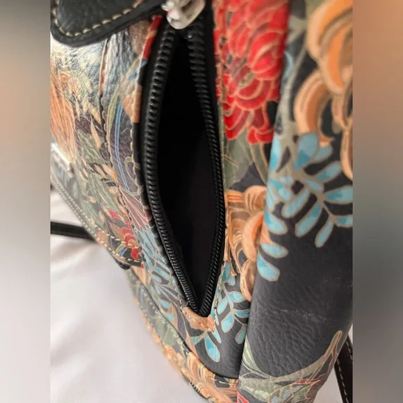 Multisac Black with Multicolor Flowers Crossbody Purse - Picture 4 of 12